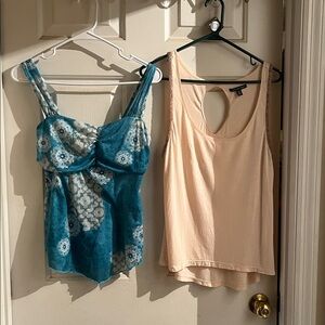 1 American Eagle Outfitters loose Light Pink Tank Top/1 Maurice’s Teal top.